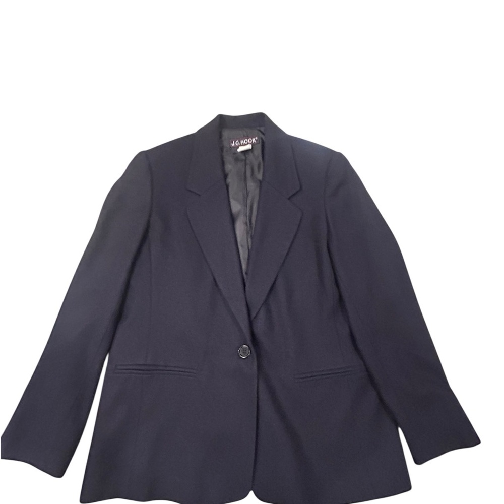 JG Hook Vintage Women's Navy Blazer Single Button 100% Wool 12P
